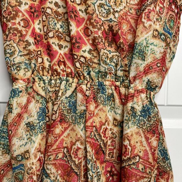 Show Me Your Mumu Romper Deep V Neck Boho Long Sleeve Shorts Ruffle Size XS - Picture 3 of 8